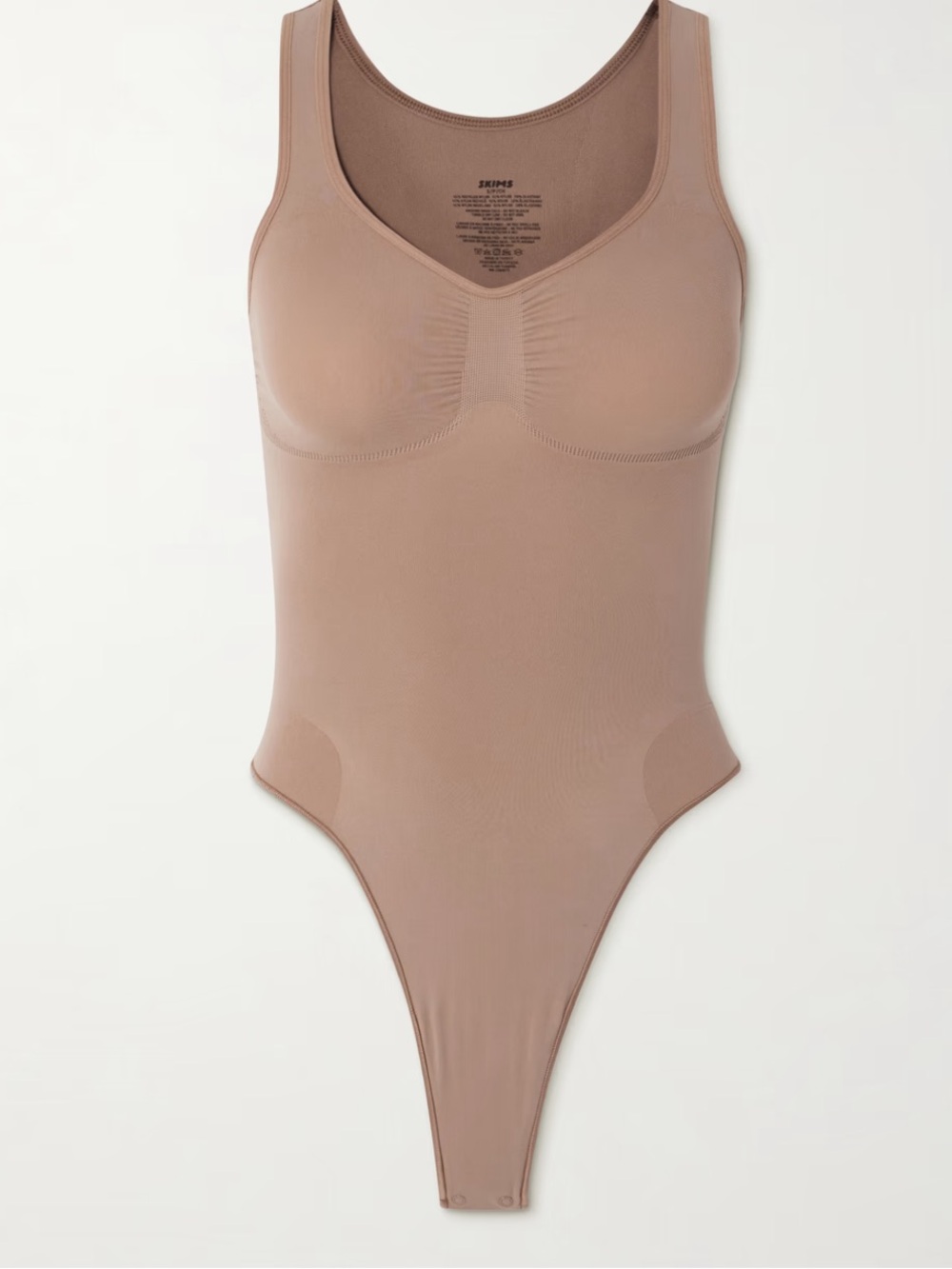 Skims Seamless sculpt scoop neck Shaping Thong Bodysuit - Nude